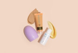 MUDMASKY Morning Boost Mask, Kawaii Enterprise Lilac Brush Cleansing Egg, The Organic Pharmacy Rose Cleansing Gel